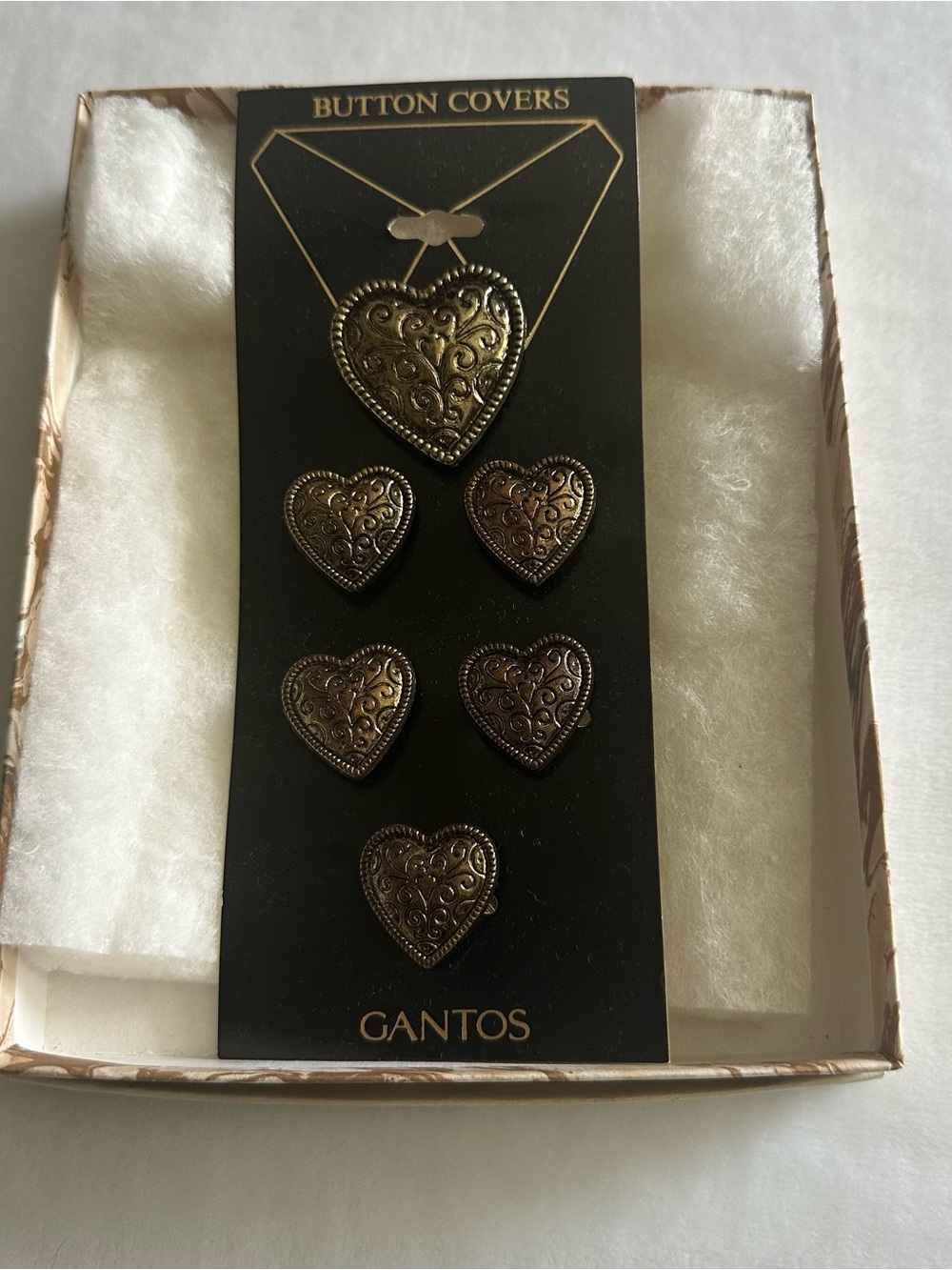 Ganto Bronze Filigree Heart Button Covers - Metallic Bronze Set